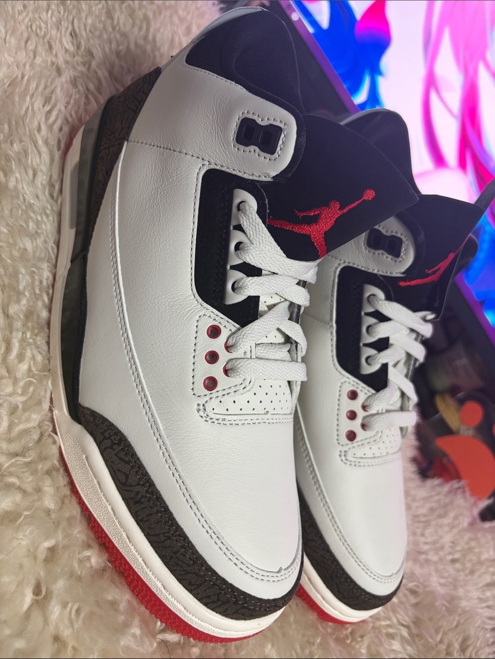 Nike Men's White, Black and Red Retro Basketball Sneakers AIR JORDAN 3 RETRO OG